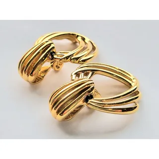 Photo of Vintage 1980s Monet Earrings Door Knocker Modernist Signed Clip-On Excellent Condition