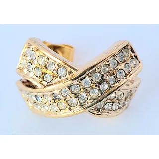 Photo of Roman Crossover X Faux Diamond Earrings Signed Vintage Gold Tone Pierced