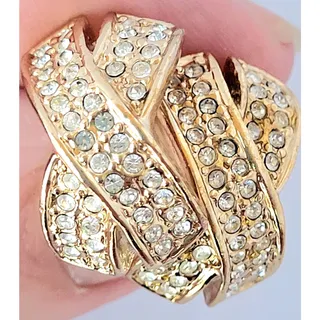 Photo of Roman Crossover X Faux Diamond Earrings Signed Vintage Gold Tone Pierced