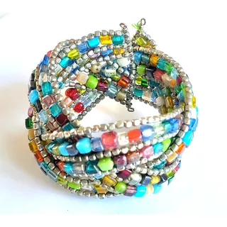 Photo of Vintage Boho Tribal Multi-Strand Bead Cuff Bracelet