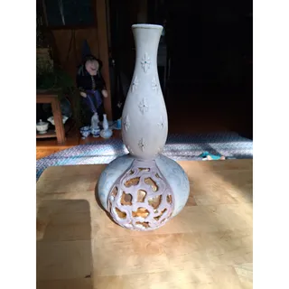 Photo of Vtg Erdman Schlegelmilch 10.25" Double Gourd Vase W/ Cutout Base (3176)