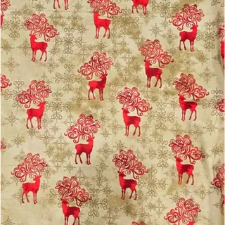 Photo of Keepsake Calico Holiday Cotton Fabric JoAnn 26x44 Christmas Red Reindeer Scroll