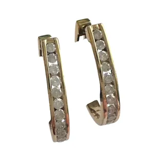 Photo of 1.00 Carat Natural Diamond Hoop Earrings Gold Plate over Sterling Silver
