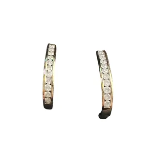 Photo of 1.00 Carat Natural Diamond Hoop Earrings Gold Plate over Sterling Silver