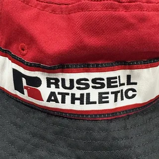 Photo of Russell Athletic Bucket Hat Red Black Logo Spellout 100% Cotton One Size