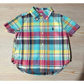 Photo of Polo Ralph Lauren Baby Boys Blue Multi Plaid Cotton Poplin Shirt (Size 12M) 