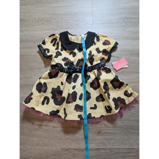 Photo of Harajuku Mini Target Baby Girls 12M Leopard Print Peter Pan Dress Bow Tulle NWT