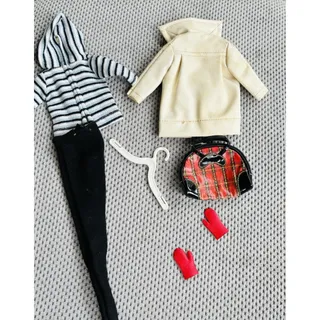 Photo of Vintage Barbie Winter Holiday #975 1959-63 Outfit Coat Gloves Bag Pants Mattel