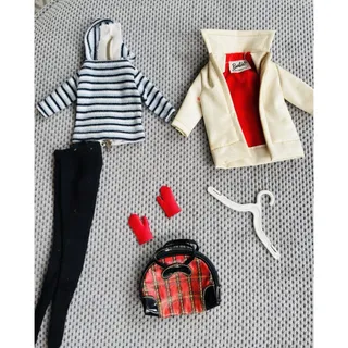 Photo of Vintage Barbie Winter Holiday #975 1959-63 Outfit Coat Gloves Bag Pants Mattel
