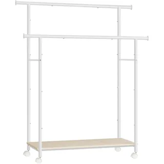 Photo of Clothes Rack with Wheels, Double-Rod 38.8 Inch Garment Rack, Shelf, up to 220 lb