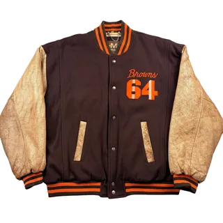 Photo of Vintage Cleveland Browns Mirage Coat XL Reversible Varsity Jacket 1980s 1990s