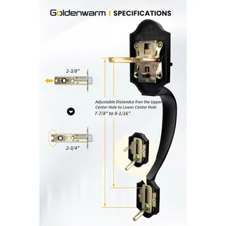 Photo of Goldenwarm Front Door Handle, Matte Black Door Handle Exterior No Lock