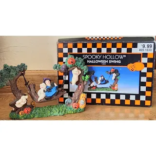 Photo of 1999 Spooky Hollow Halloween Village Witch Swing Ghosts Pumpkin Decor See Pic