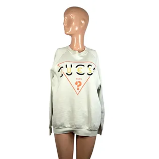 Photo of VTG 80s Guess Paris M White Sweatshirt Triangle Logo Dolman Sleeve Streetwear