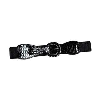 Photo of Serengeti S Brown Alligator Texture Elastic Cinch Waist Belt Western Boho Chic