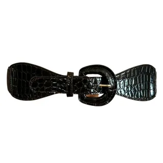Photo of Serengeti S Brown Alligator Texture Elastic Cinch Waist Belt Western Boho Chic