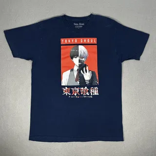 Photo of Tokyo Ghoul Funimation Ken Kaneki Graphic Tee Navy Blue Mens Large Anime Shirt