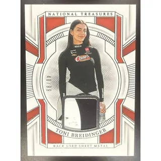 Photo of 2025 Panini National Treasures Toni Breidinger #18 Race Used Sheet Metal /99 MEM