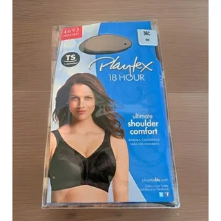 Photo of Playtex 18 Hour Bra 36C Blk Wirefree Comfort Strap Style 4693 Full Coverage NIP