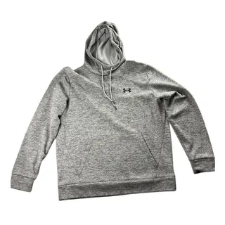 Photo of Mens Under Armour Gray Hooded Sweatshirt Drawstring Size Large