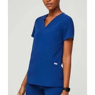Photo of FIGS Womens Casma 3 Pocket Scrub Top XXL Blue Medical Workwear Nurse Uniform