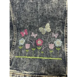Photo of Custom Embroidered Upcycle Girls Denim Jacket Wonder Nation 4T Floral Butterfly