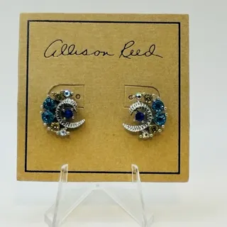 Photo of Allison Reed Blue Swirl Earrings Accent Gemstone Stud Fashion Jewelry