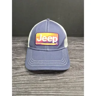 Photo of Jeep JEDCo Trucker Hat Mesh Snapback Cap Blue Purple Sunset Patch Graphic OSFM