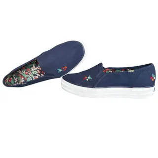 Photo of Women’s Keds X Rifle Paper Co Triple Decker Navy Blue Embroidered Cherries - 9