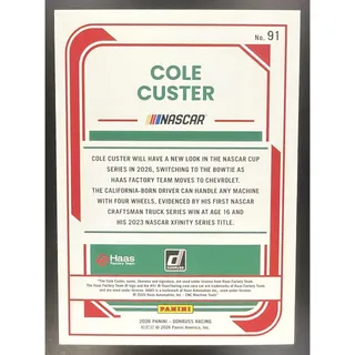 Photo of 2026 Panini Donruss NASCAR Racing Cole Custer #91 Mojo /25