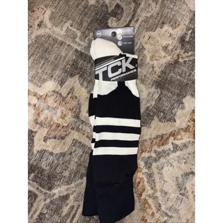 Photo of TCK ProDRI Athletic Socks Medium Black/White Stripes Moisture Wicking