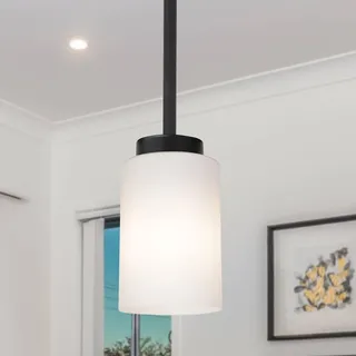 Photo of TODOLUZ Black Pendant Light Fixture With Opal White Glass, Farmhouse Mini-BLACK