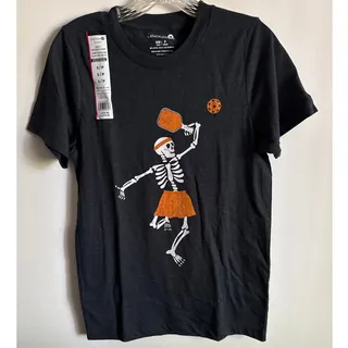 Photo of Dancing Skeleton Graphic T-Shirt Dark Gray Crew Neck Adult Size S/P Halloween