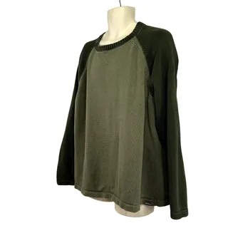 Photo of Eddie Bauer 2XL Green Dolman Sleeve Cotton Gauge Sweater Casual Basic Monochrome