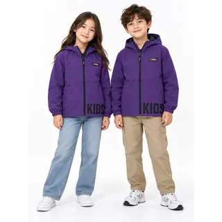 Photo of National Geographic Kids Solid Hooded Full Zip Jacket Purple Polyester Sz 9-10Y