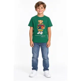 Photo of Polo Ralph Lauren Boys Green Polo Bear Graphic Print Crewneck Tee Size 8