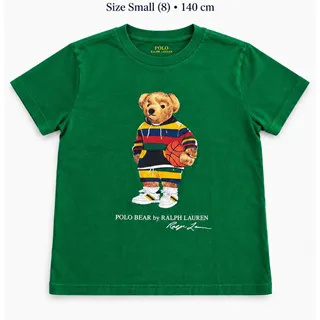 Photo of Polo Ralph Lauren Boys Green Polo Bear Graphic Print Crewneck Tee Size 8