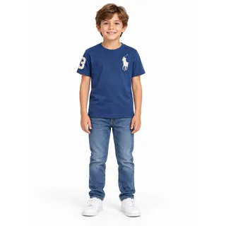 Photo of Polo Ralph Lauren Big Pony Blue Cotton Crew Neck Tee Embroidered Logo Boys 8