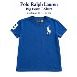 Photo of Polo Ralph Lauren Big Pony Blue Cotton Crew Neck Tee Embroidered Logo Boys 8