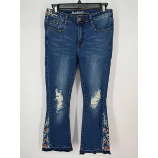 Photo of Machine Nouvelle Mode Floral Embroidered Cropped Flare Jeans Size 11/31 New