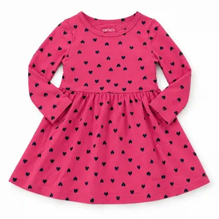 Photo of Carter’s 2T Pink Navy Heart Dress | Sweetheart Preppy Valentine Twirl Dress
