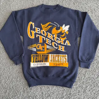 Photo of Vintage 1992 Logo Motion Georgia Tech Yellow Jackets Youth M Navy Sweatshirt 