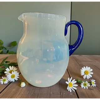Photo of Rare Fry Foval Opalescent Lemonade Set-Cobalt Blue-Art Deco Glass-1920s-Antique