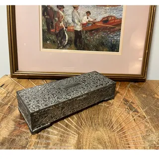 Photo of Vintage cottagecore shabby chic silverplated jewelry box