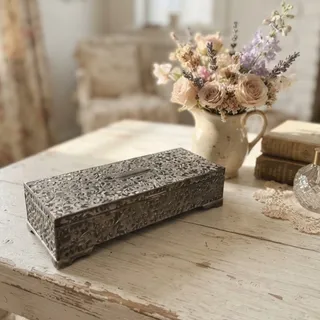 Photo of Vintage cottagecore shabby chic silverplated jewelry box