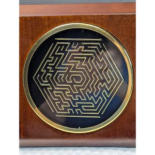 Photo of VINTAGE Labyrinth Maze Coffee Table Maze Game Challenge Wood Brass & Glass READ