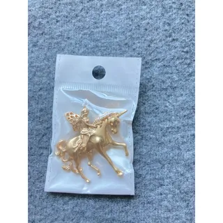 Photo of Gold Fairy Unicorn Brooch Pin | Vintage Style Fantasy Jewelry, Matte Finish new