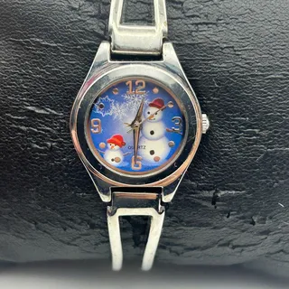 Photo of Accutime Christmas Snowman Silver-tone Quartz Watch Working New Battery 