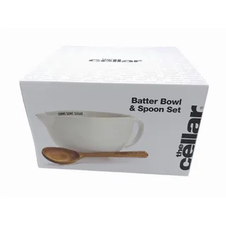 Photo of The Cellar Batter Bowl And Spoon Set 2.5 Qt Dolomite Bowl Acacia Wood Spoon