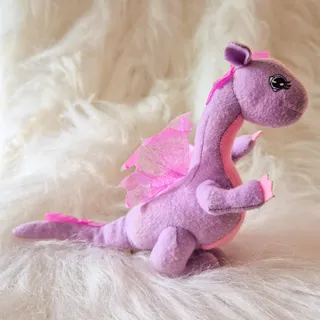 Photo of Vintage 2003 Mattel Barbie as Rapunzel Penelope Purple Dragon Plush Y2K